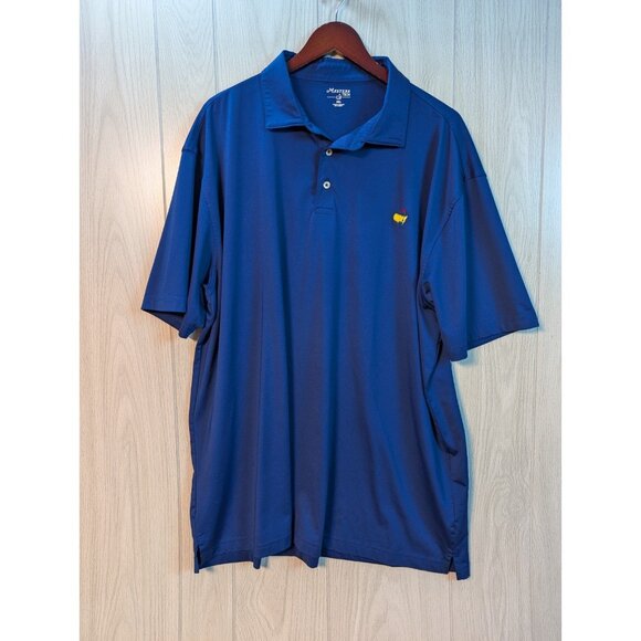 Masters Tech Short Sleeve Performance Golf Polo Shirt Mens 3XL Solid Blue Logo - Picture 1 of 6